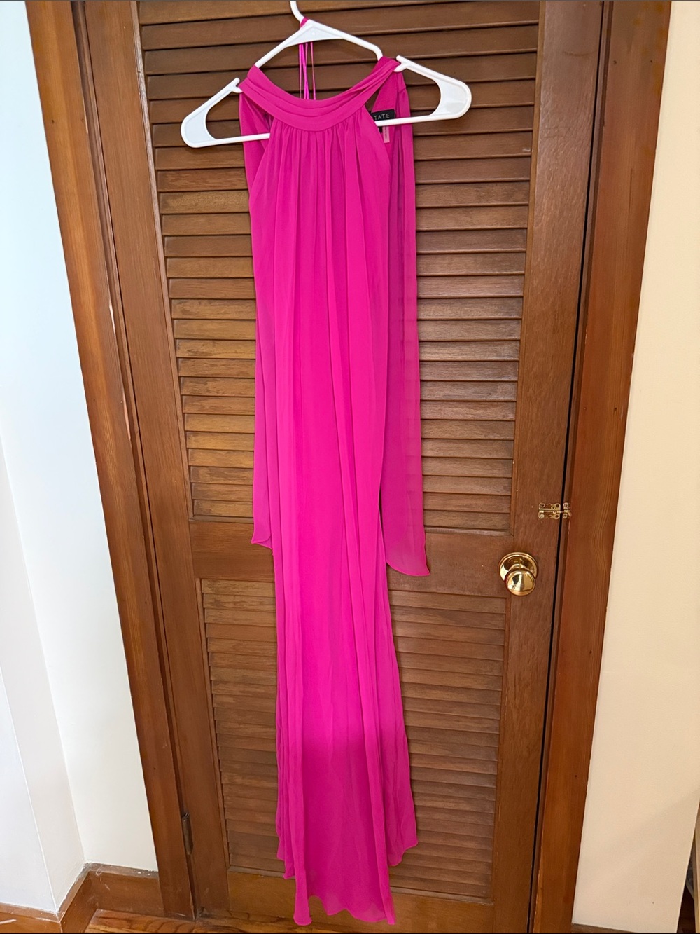 Fuchsia Halter Wide leg flowy jumpsuit